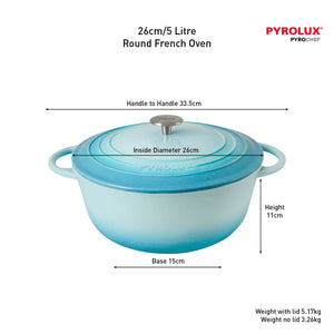 Pyrolux PYROCHEF Round French Oven Duck Egg Blue — 26cm/5L