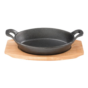 Pyrolux PYROCAST Oval Gratin with Maple Tray — 21.7cm x 15cm
