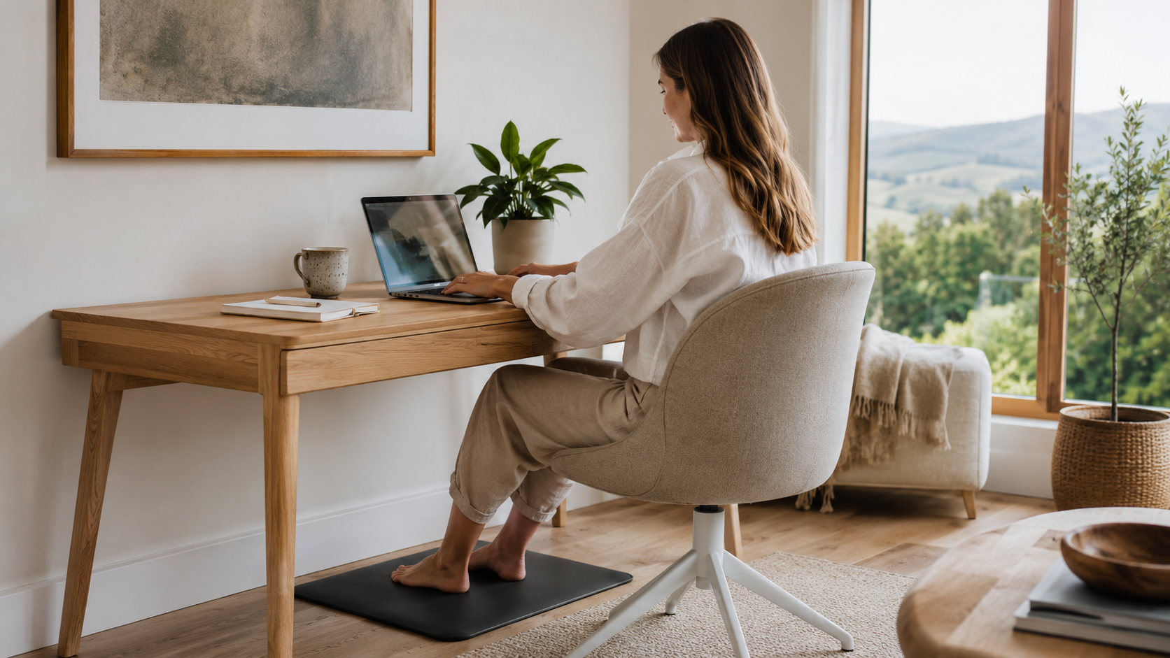 Grounding mat under a desk in a New Zealand home office