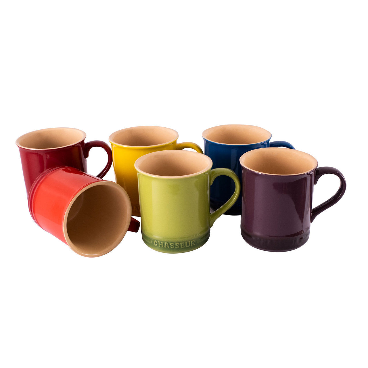 Chasseur Macaron Vivid 6-Piece Mug Set (Bordeaux / Red / Yellow / Apple / Blue / Plum)