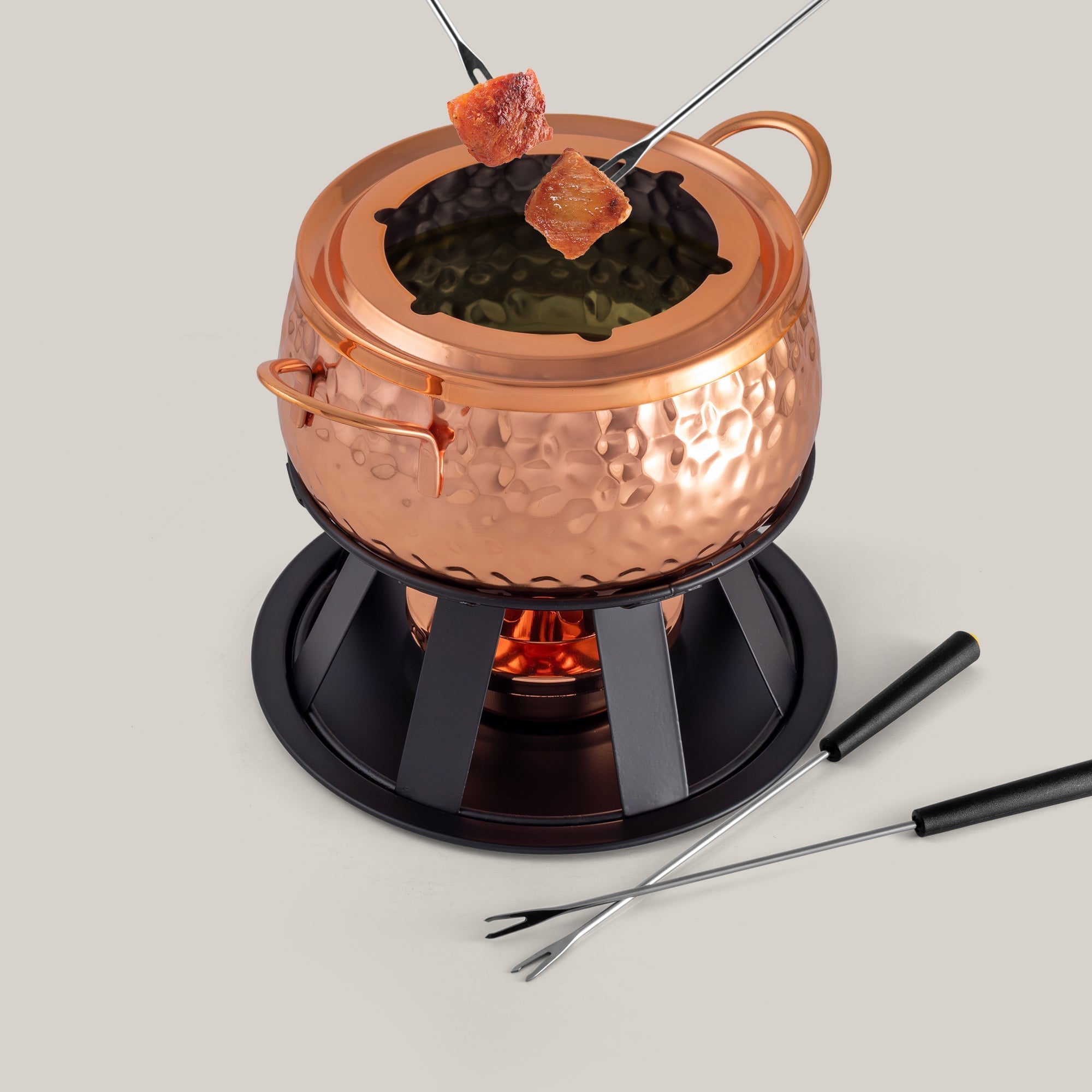 Swissmar Biel 11 Piece Fondue Set Set Contains 1 x 18/8 copper-plated stainless steel pot (16.5cm, 2L Capacity